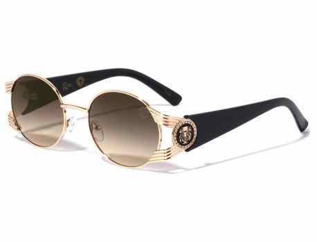 Lion Head Stripes Hinge Oval Sunglasses lh-m7832