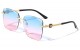 Kleo Diamond Edge Rimless Lens Sunglasses lh-m7835