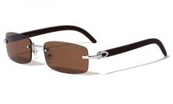 Rimless Super Dark Lens Wood Pattern m4001-sd