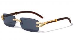 Rhinestone Rimless Rectangle Sunglasses m4040-rh