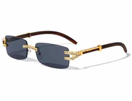 Rhinestone Rimless Rectangle Sunglasses m4040-rh