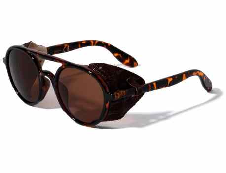 Round Leather Side Shield Sunglasses p30379