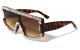 Lion Rhinestone Flat Top Shield Rectangle rh-3251