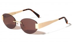 Metallic Rimless Oval Sunglasses m10982