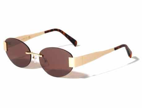 Metallic Rimless Oval Sunglasses m10982