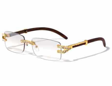 Rhinestone Rimless Clear Lens m4039-clr-rh