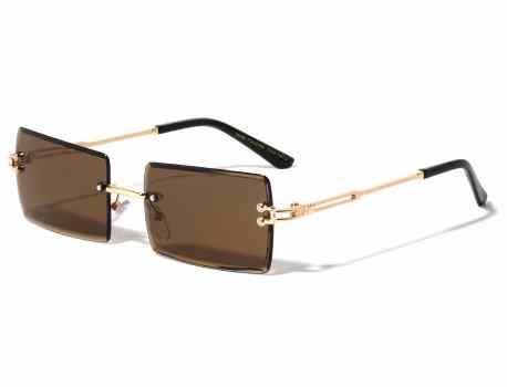 Rimless Beveled Rectangle Sunglasses m10866