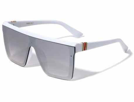 Oversized Flat-Top Shield Sunglasses p6582